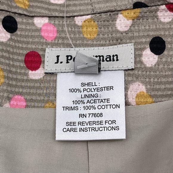 J Peterman Sz 2 Silver Satin Short A Line Skirt Multicolor Polka Dot Lined - Picture 9 of 11